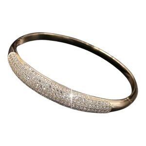 1️⃣7️⃣Gold and Pave Crystal Bangle Bracelet Elegant